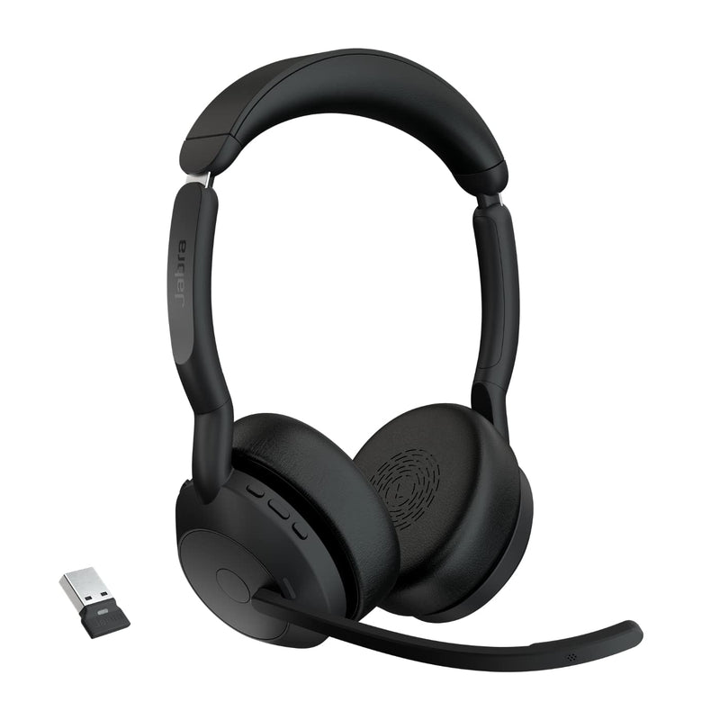 Jabra Evolve2 55 Cuffie Wireless Stereo con tecnologia Jabra Air Comfort, USB-A dongle, Tutte le piattaforme, Stereo