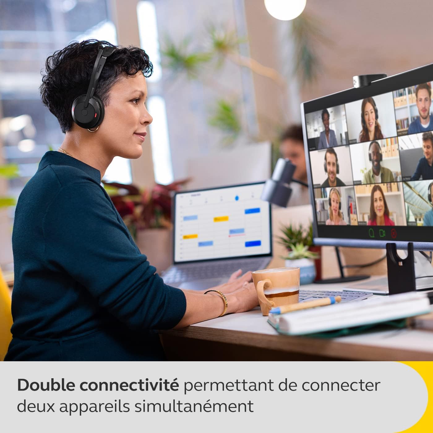 Jabra Evolve2 55 Cuffie Wireless Stereo con tecnologia Jabra Air Comfort, USB-A dongle, Ottimizzato per Microsoft Teams, Stereo