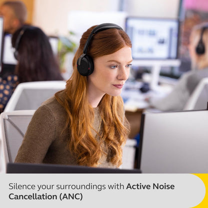Jabra Evolve2 65 Flex - Wireless Stereo Headset with Bluetooth, Noise-cancelling Jabra ClearVoice Technology and Hybrid ANC - Certified for MS Teams - Black