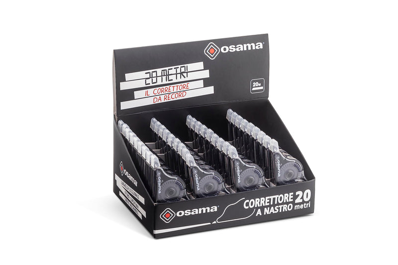 Osama - Cinta Correctora Blanca, Pack 36 Piezas, 20 M - Set Cintas Correctoras Ideal para Material Escolar, Papelería y Oficina para Borrar y Escribir de Inmediato con Alta Cobertura y Larga Duración