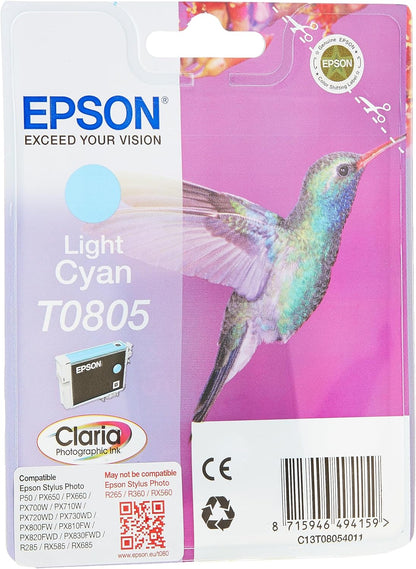 Epson T0805 Light Cyan Hummingbird Genuine Ink, Claria Photo HD Ink Cartridge