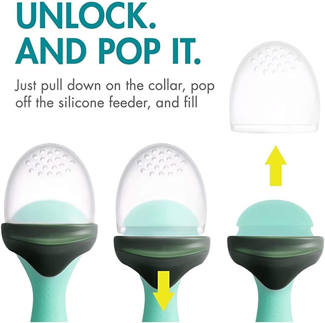 Boon B11414 Pulp, Mint, Silicone Spoon with Small Holes Ideal for Toddler Self-Feeding, Suitable for Babies from 6 Plus Months Pulp Mint