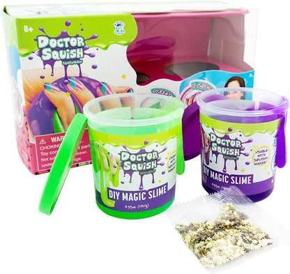 Doctor Squish - Magic Slime Double Set - Green and Purple - 280 Grams