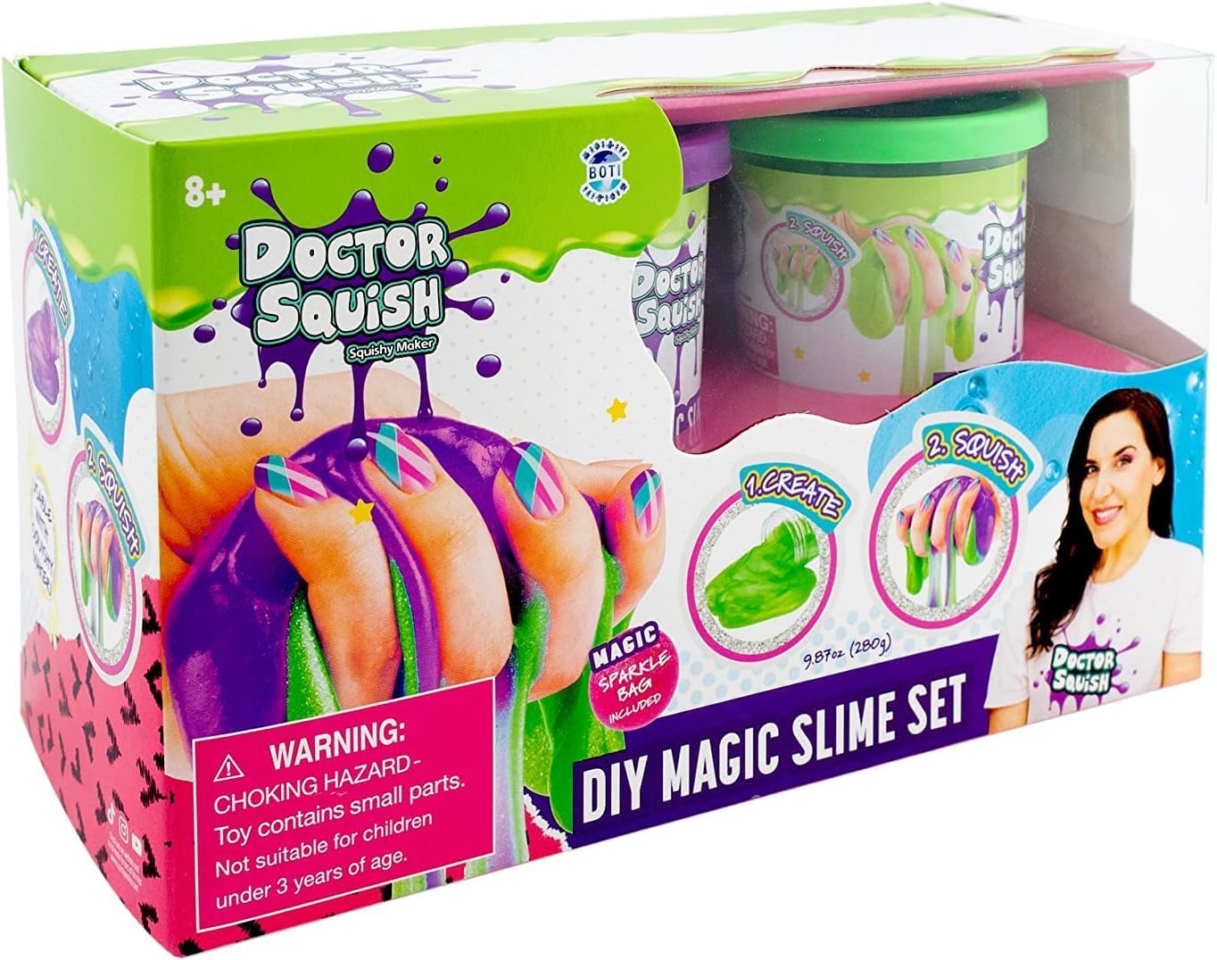 Doctor Squish - Magic Slime Double Set - Green and Purple - 280 Grams