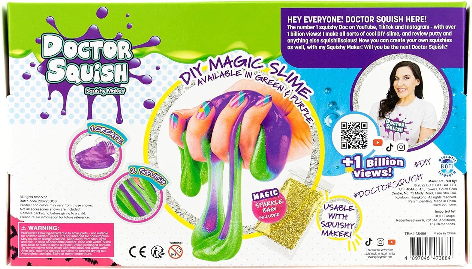 Doctor Squish - Magic Slime Double Set - Green and Purple - 280 Grams