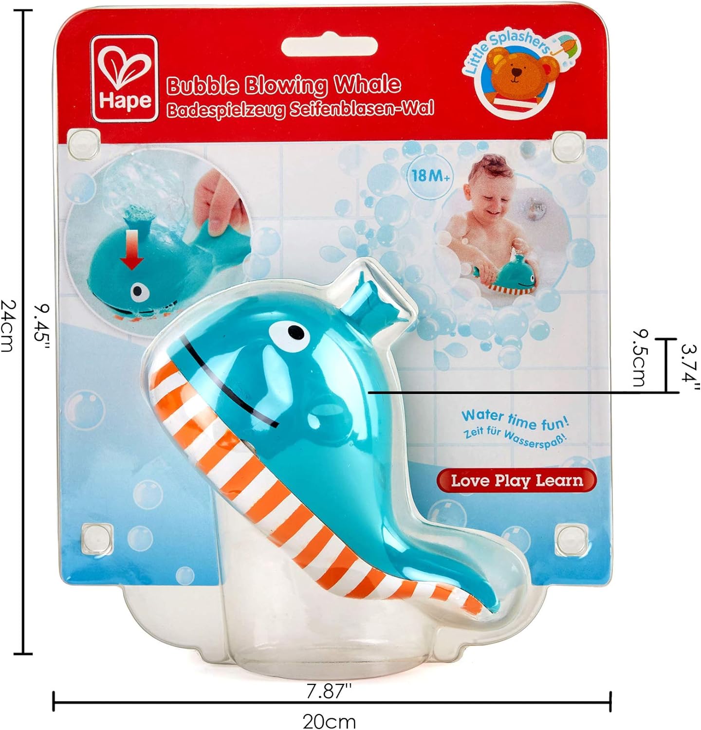 Hape Bubble Blowing Whale | Baby Squirt Toy for Bath Time Play, Blue