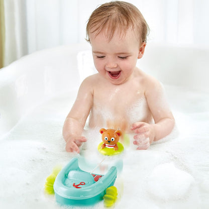 Hape E0217 Rubberboot met terugtrekmotor, kleurrijk