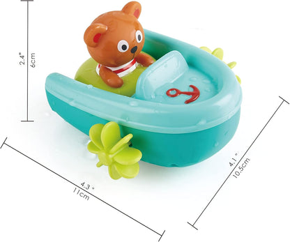 Hape E0217 Rubberboot met terugtrekmotor, kleurrijk
