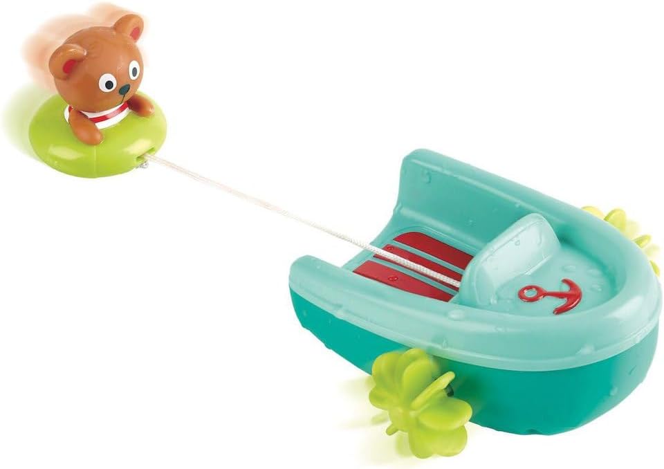 Hape E0217 Rubberboot met terugtrekmotor, kleurrijk