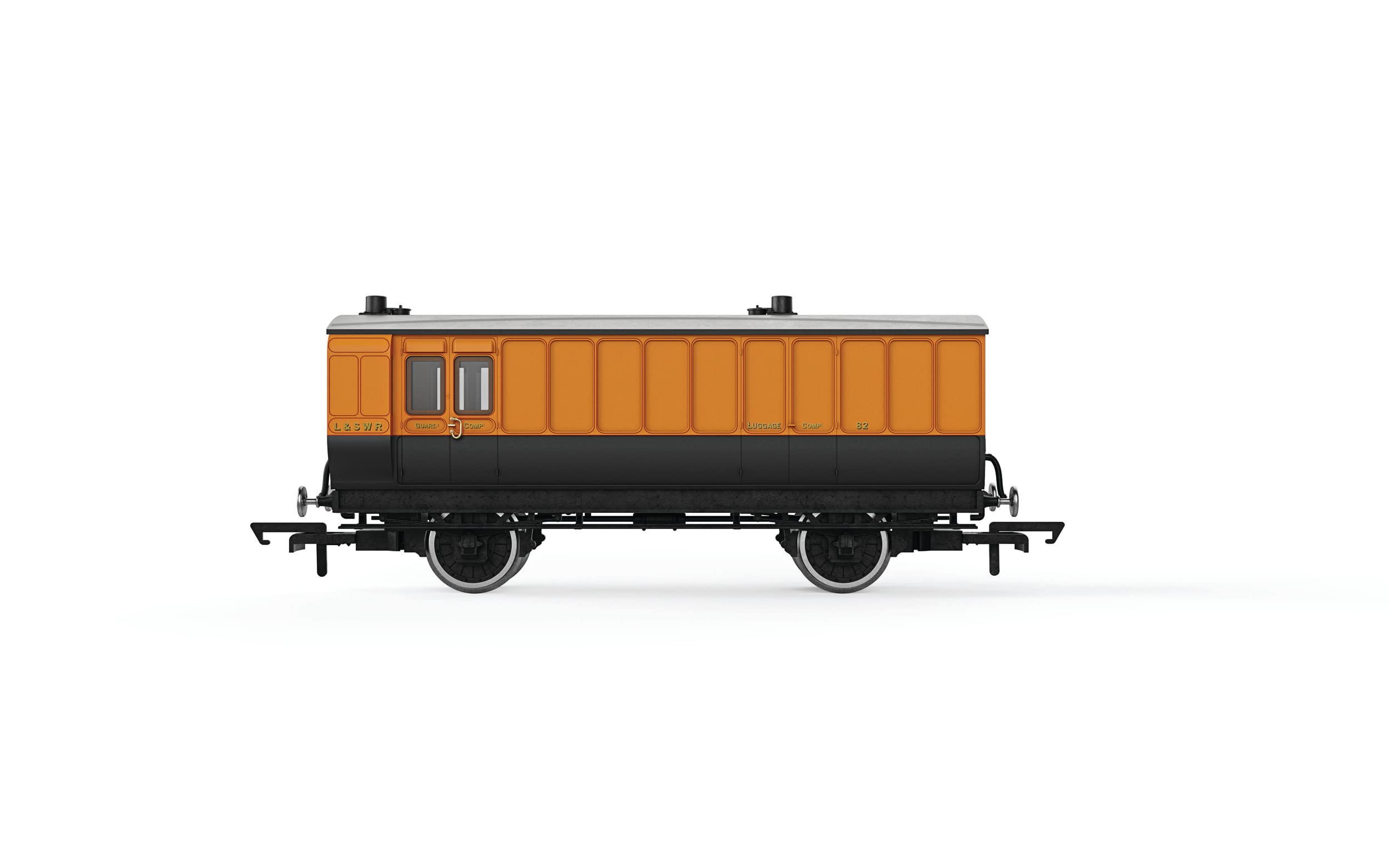 Hornby R40295 LSWR, 4 Wheel Coach, Passenger Brake, 82 - Era 2. Coach OO Gauge, Black