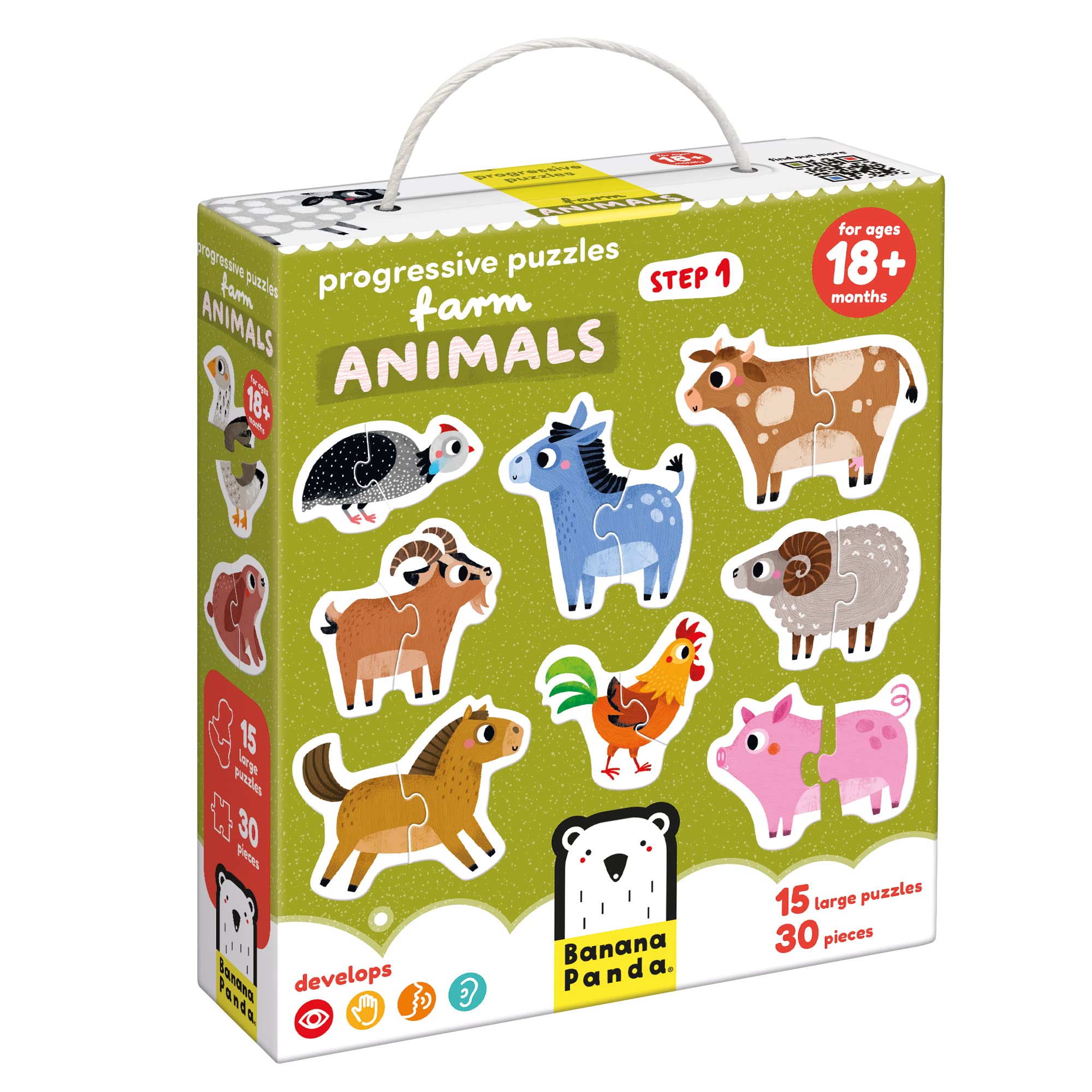 Banana Panda Schritt-für-Schritt-Puzzle Bauernhoftiere 18m+