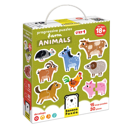 Banana Panda Schritt-für-Schritt-Puzzle Bauernhoftiere 18m+