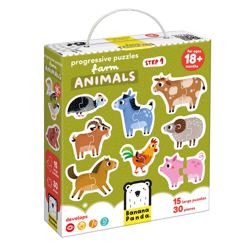 Banana Panda Schritt-für-Schritt-Puzzle Bauernhoftiere 18m+