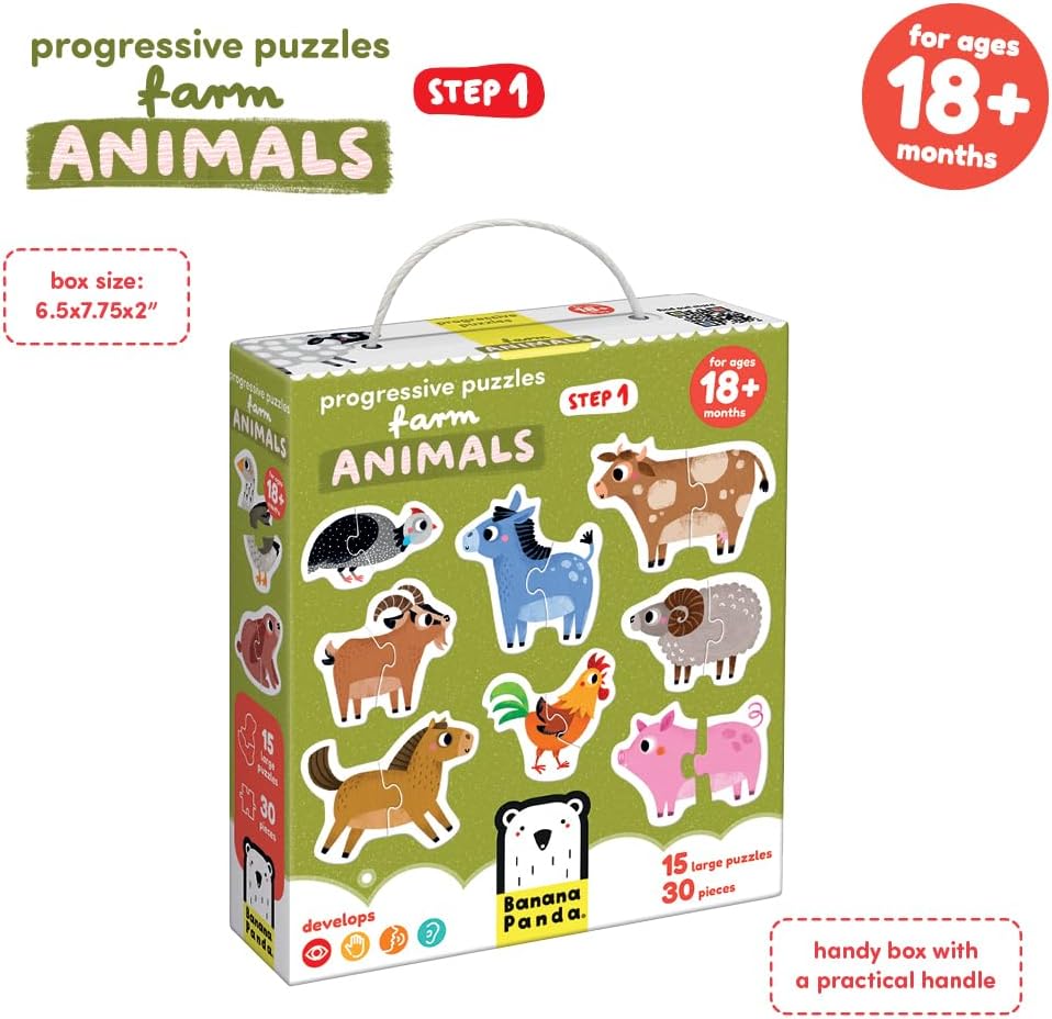 Banana Panda Schritt-für-Schritt-Puzzle Bauernhoftiere 18m+