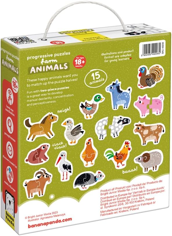 Banana Panda Schritt-für-Schritt-Puzzle Bauernhoftiere 18m+