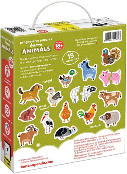 Banana Panda Schritt-für-Schritt-Puzzle Bauernhoftiere 18m+