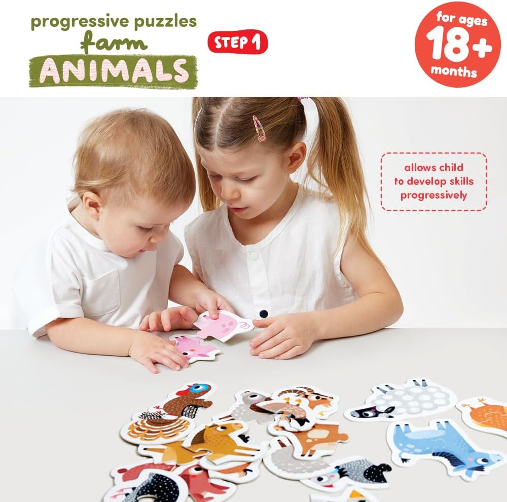 Banana Panda Schritt-für-Schritt-Puzzle Bauernhoftiere 18m+