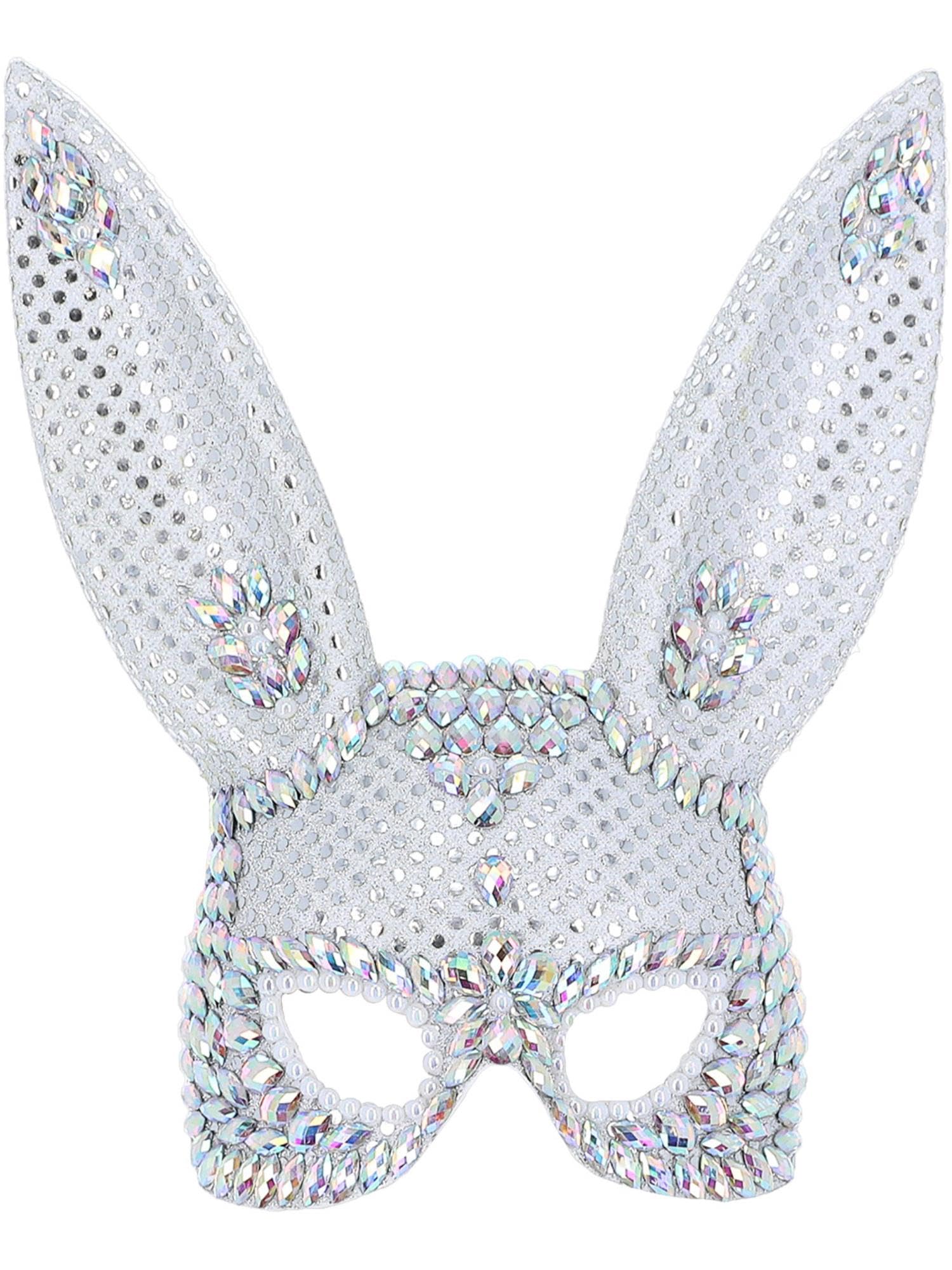 Smiffys Fever Silver Jewel Bunny Mask