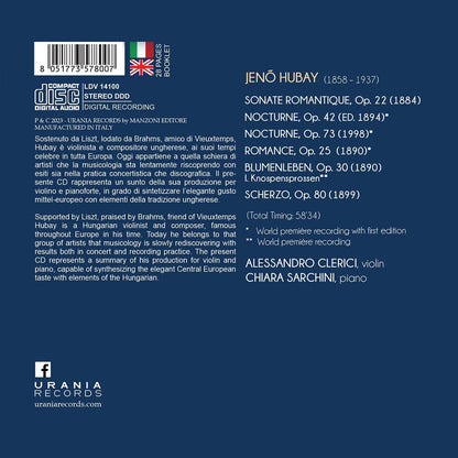 Jeno Hubay: Works for Violin and Piano