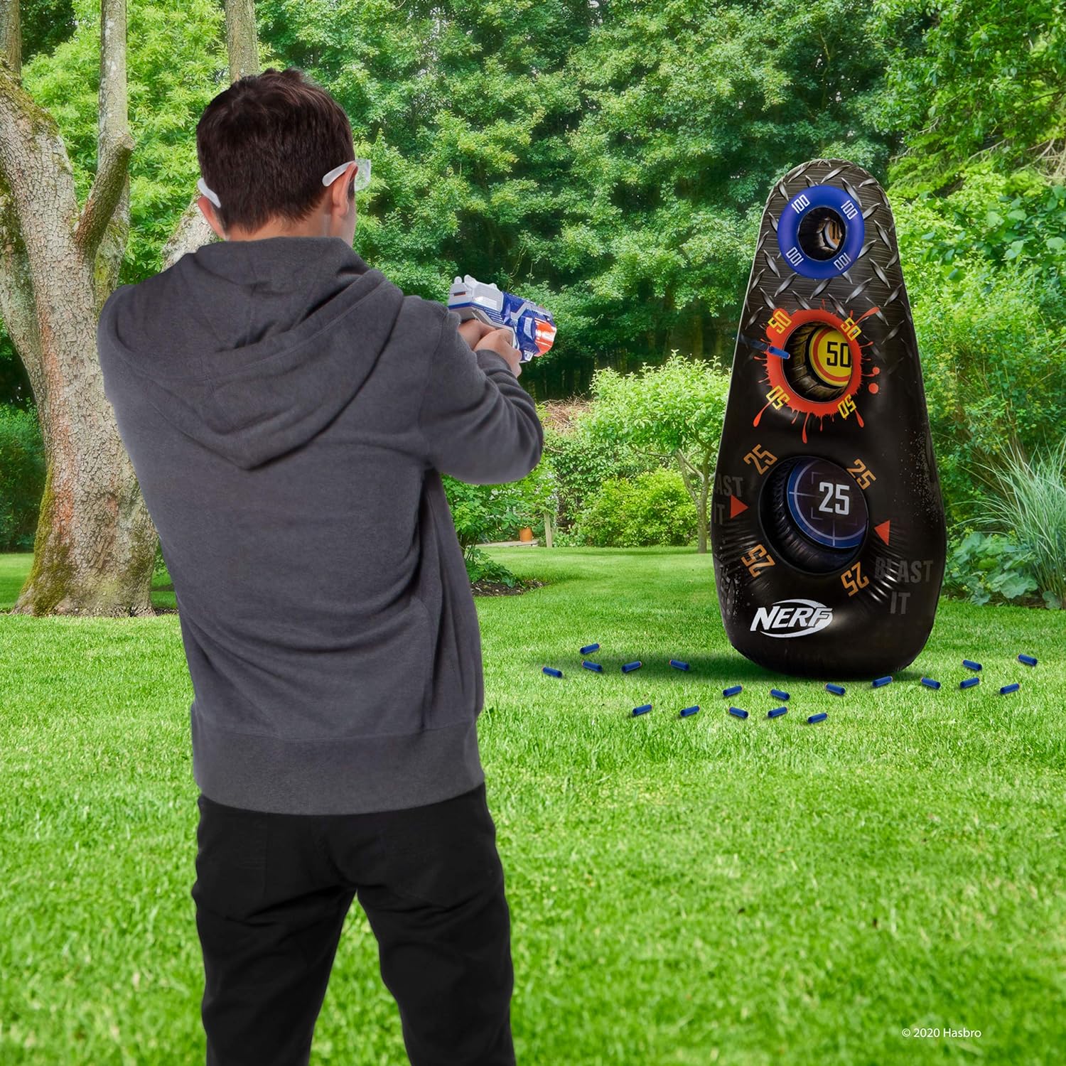 Nerf Inflatable Target, 4’ Tall Practice Device – 3 Score Zones, Water Filled Base – Great for Outdoor & Indoor Play