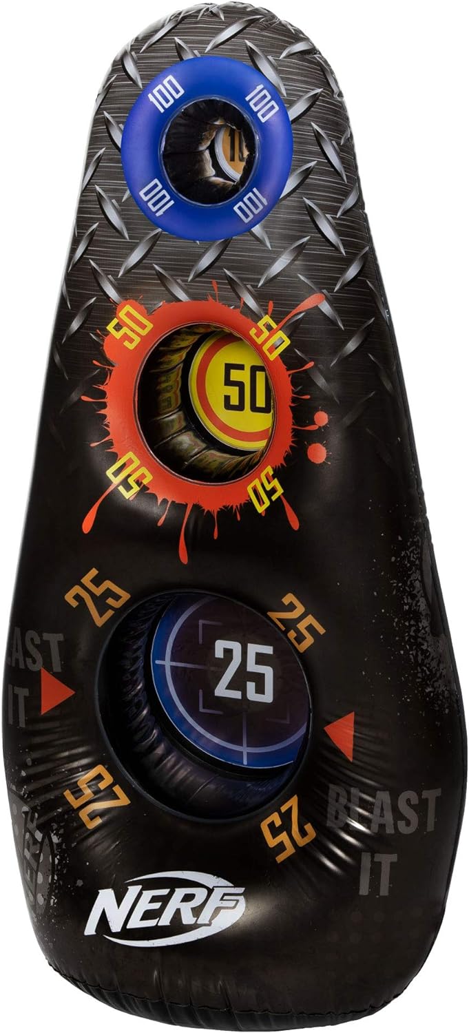 Nerf Inflatable Target, 4’ Tall Practice Device – 3 Score Zones, Water Filled Base – Great for Outdoor & Indoor Play