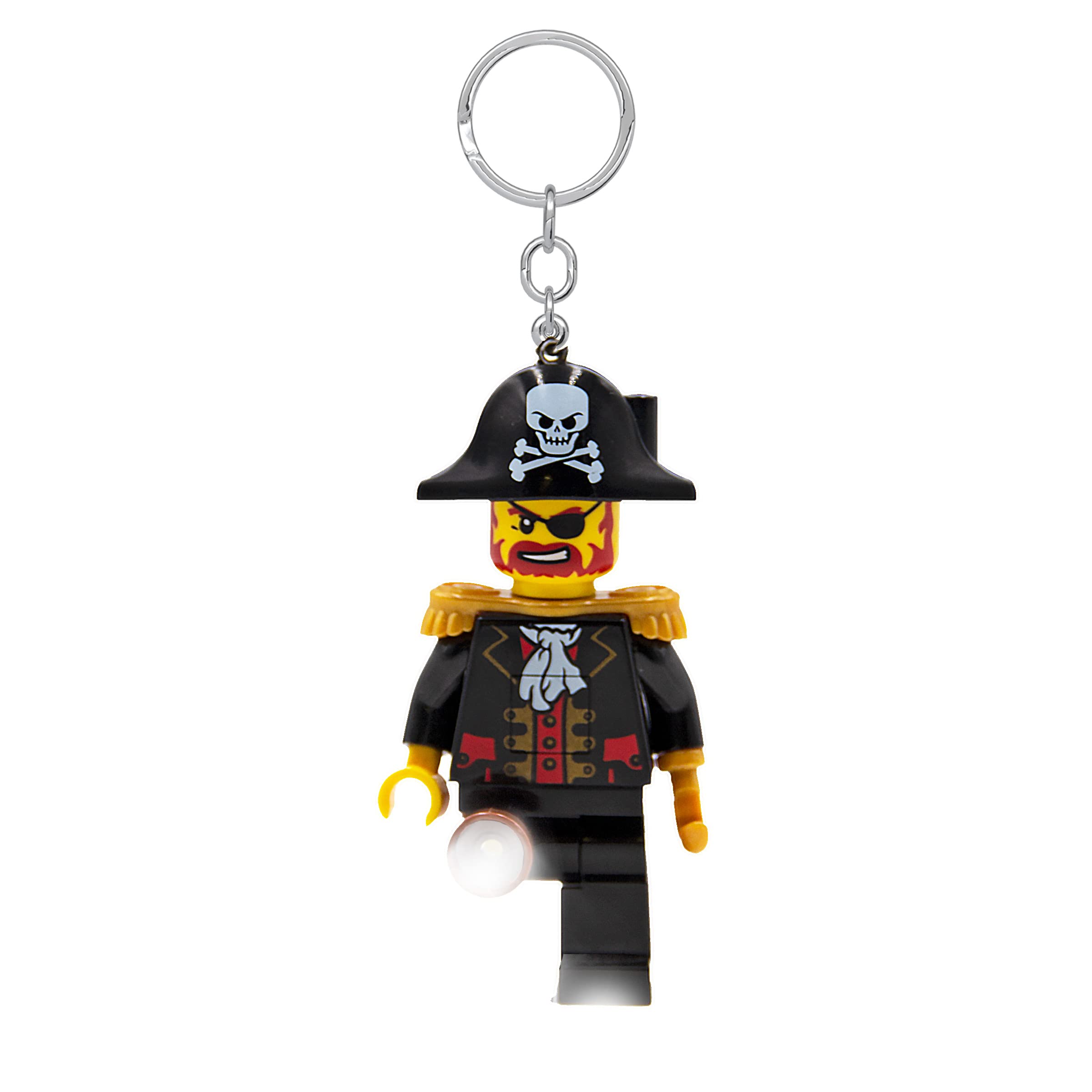 Llavero LEGO Icónico Capitán Barba Ladrillo Linterna LED Juguetes de regalo para niños - Figura de 76 mm de altura (KE23H) - 2 pilas CR2025 incluídas