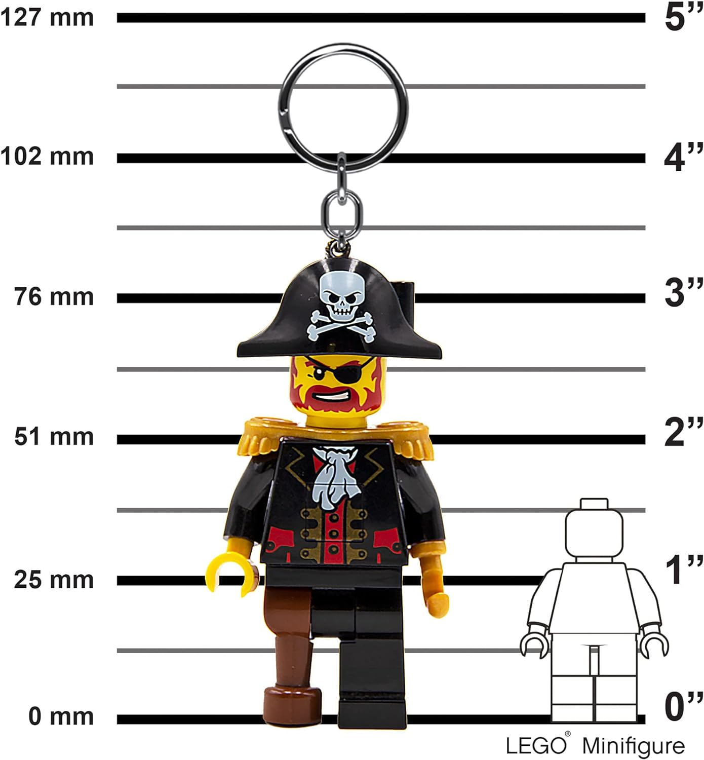 Llavero LEGO Icónico Capitán Barba Ladrillo Linterna LED Juguetes de regalo para niños - Figura de 76 mm de altura (KE23H) - 2 pilas CR2025 incluídas