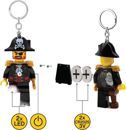 Llavero LEGO Icónico Capitán Barba Ladrillo Linterna LED Juguetes de regalo para niños - Figura de 76 mm de altura (KE23H) - 2 pilas CR2025 incluídas
