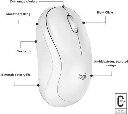 Logitech M240 Silent Bluetooth Mouse, Wireless, Compact, Portable, Smooth Tracking, 18-Month Battery, for Windows, macOS, ChromeOS, Compatible with PC, Mac, Laptop, Tablets