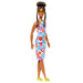 Barbie Fashionistas Doll #210 with Brown Hair in Bun, Wearing Colorful Crochet Halter Dress, Sunglasses and Sandals, HJT07 Small Crochet