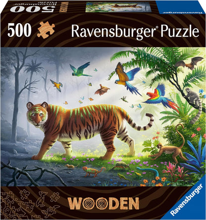 Ravensburger Wooden Jigsaw Puzzle for Adults and Kids Age 14 Years Up - Jungle Tiger 500 Pieces