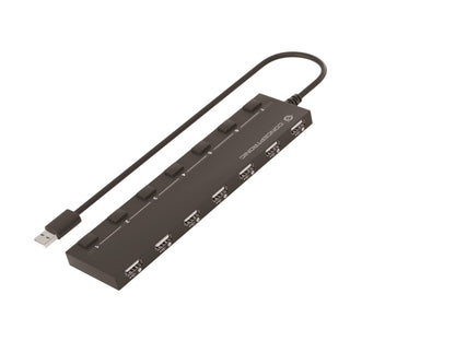 Conceptronic HUBBIES08BP USB Hub 7-Port 7 x USB 2.0 with Power Supply Black