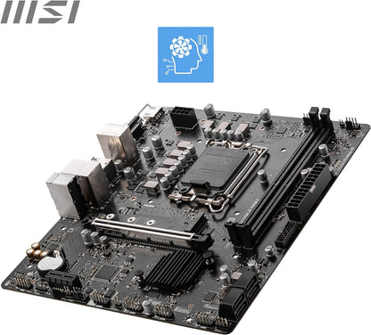 MSI PRO H610M-E DDR4 Motherboard, Micro-ATX - Supports Intel 12th Gen Core Processors, LGA 1700 - 2 x DIMMs (3200MHz), 1x PCIe 4.0 x16 slot, 1 x M.2 Gen3, USB 3.2 Gen1, 1G LAN, HDMI 1.4 & VGA