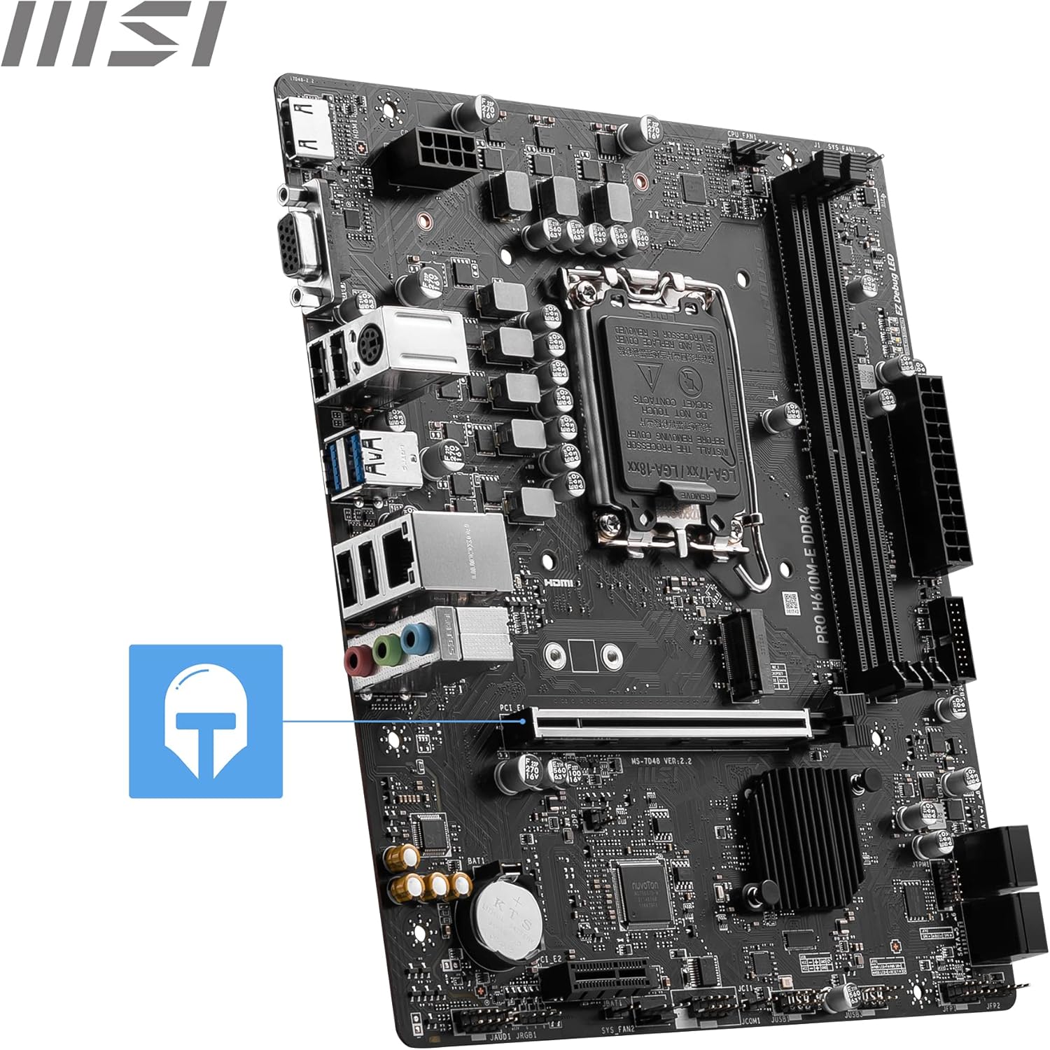 MSI PRO H610M-E DDR4 Motherboard, Micro-ATX - Supports Intel 12th Gen Core Processors, LGA 1700 - 2 x DIMMs (3200MHz), 1x PCIe 4.0 x16 slot, 1 x M.2 Gen3, USB 3.2 Gen1, 1G LAN, HDMI 1.4 & VGA