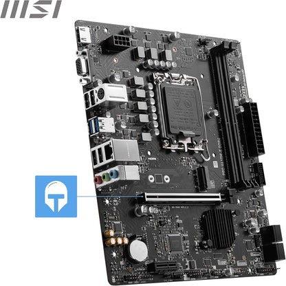 MSI PRO H610M-E DDR4 Motherboard, Micro-ATX - Supports Intel 12th Gen Core Processors, LGA 1700 - 2 x DIMMs (3200MHz), 1x PCIe 4.0 x16 slot, 1 x M.2 Gen3, USB 3.2 Gen1, 1G LAN, HDMI 1.4 & VGA