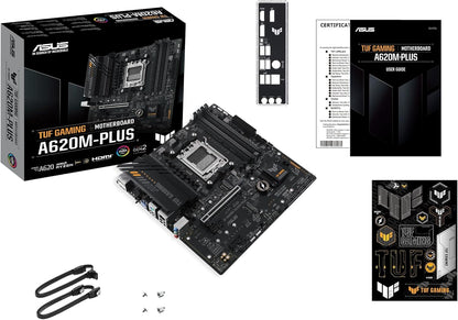 ASUS TUF GAMING A620M-PLUS Mainboard Sockel AMD A620 (Ryzen 7000, micro-ATX, DDR5 Speicher, PCIe 4.0, BIOS Flashback, USB 3.2 Gen 2, Aura Sync