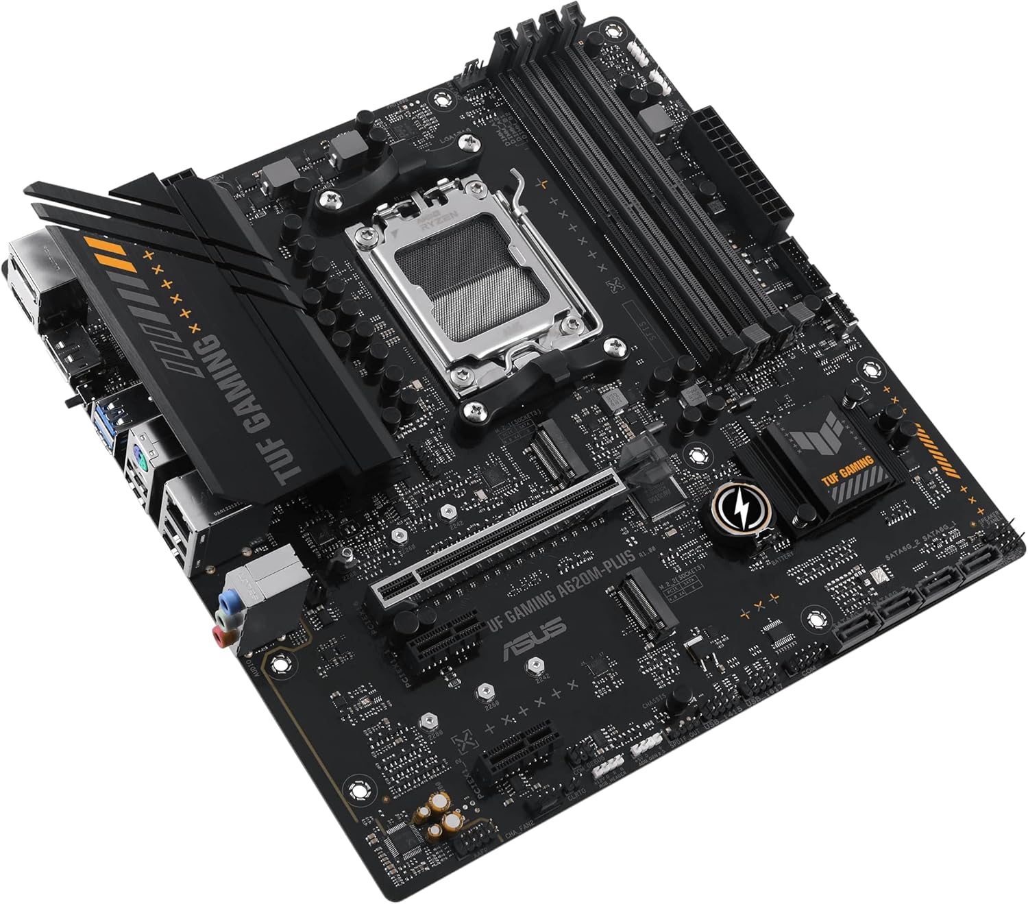 ASUS TUF GAMING A620M-PLUS Mainboard Sockel AMD A620 (Ryzen 7000, micro-ATX, DDR5 Speicher, PCIe 4.0, BIOS Flashback, USB 3.2 Gen 2, Aura Sync