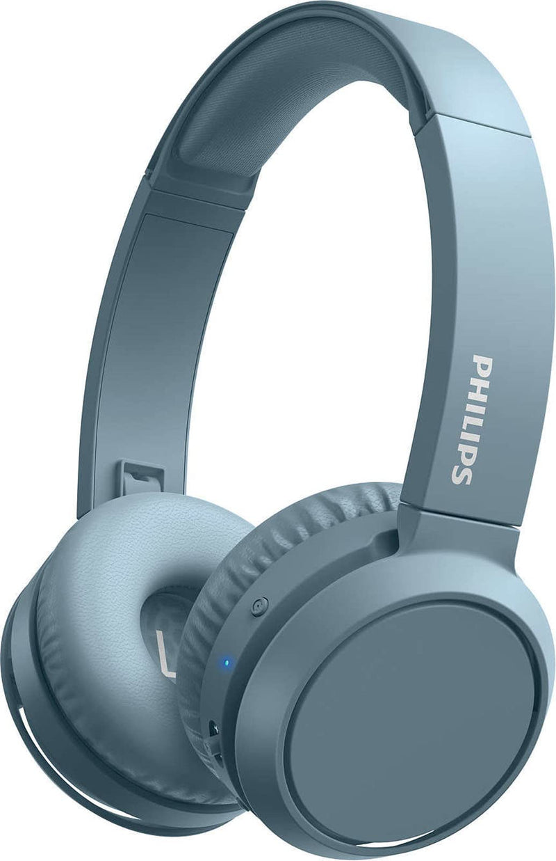 Philips Audio Casque sans Fil Supra-Auxral H4205Bl/00, Équipés d’Une Touche Bass Boost (Bluetooth, 29 Heures d’Écoute, Fonction de Chargement Rapide), Blanc Mat, Bleu, Supra-aural