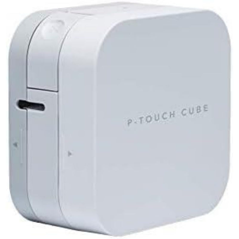 BROTHER PT-P300BT Label Maker, Bluetooth, P-Touch 'CUBE' Label Printer, Portable, Up to 12mm Labels, Includes 12mm Black on White Tape Cassette