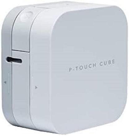 BROTHER PT-P300BT Label Maker, Bluetooth, P-Touch 'CUBE' Label Printer, Portable, Up to 12mm Labels, Includes 12mm Black on White Tape Cassette