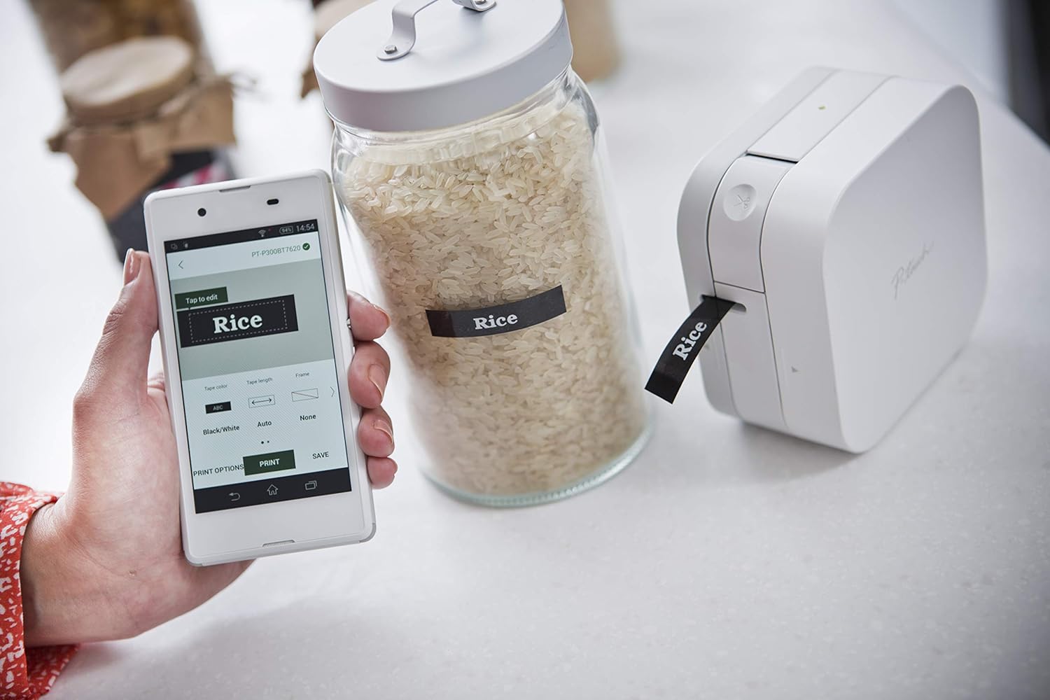 BROTHER PT-P300BT Label Maker, Bluetooth, P-Touch 'CUBE' Label Printer, Portable, Up to 12mm Labels, Includes 12mm Black on White Tape Cassette