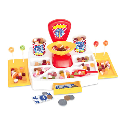Casdon Pick and Mix Sweet Shop. Toy Sweet Shop Display Set with Working Scales, Cash Drawer, and Pretend Money. Suitable for Preschool Toys. Playset for Children Aged 3+