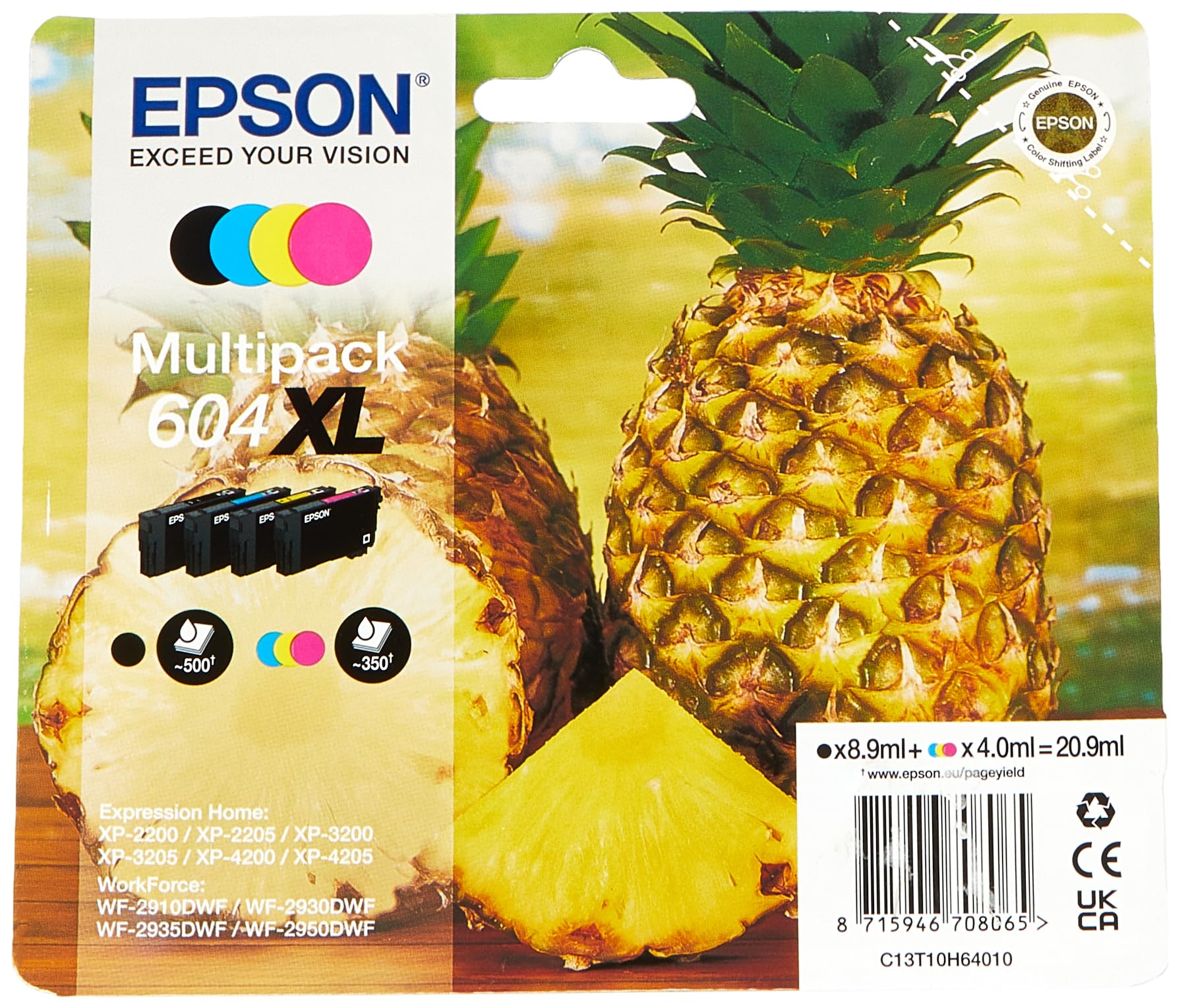 Epson 604XL Pineapple, Genuine Multipack, 4-colours Ink Cartridges