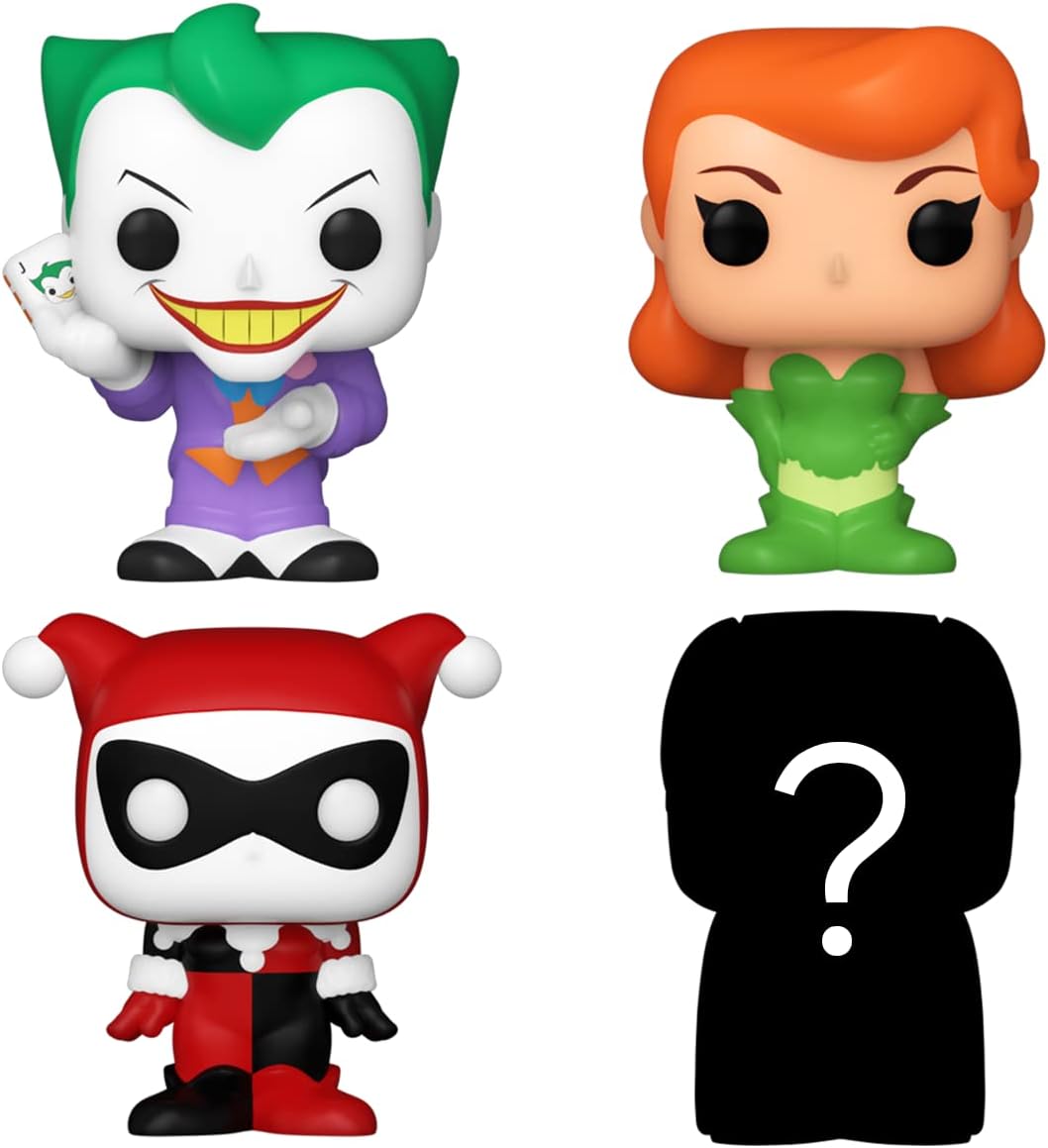 Funko Bitty Pop! DC Mini Collectible Toys - Harley Quinn, Poison Ivy, The Joker & Mystery Chase Figure (Styles May Vary) 4-Pack