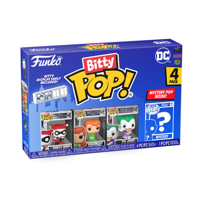 Funko Bitty Pop! DC Mini Collectible Toys - Harley Quinn, Poison Ivy, The Joker & Mystery Chase Figure (Styles May Vary) 4-Pack