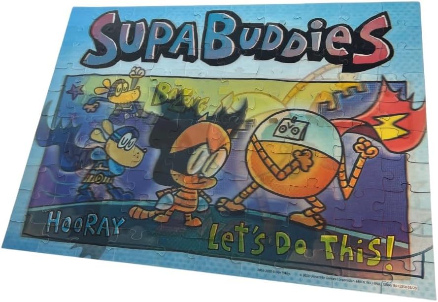 University Games 33846 Dog Man Supa Buddies 100 Piece Lenticular Jigsaw Puzzle, Multi-Colored, One Size
