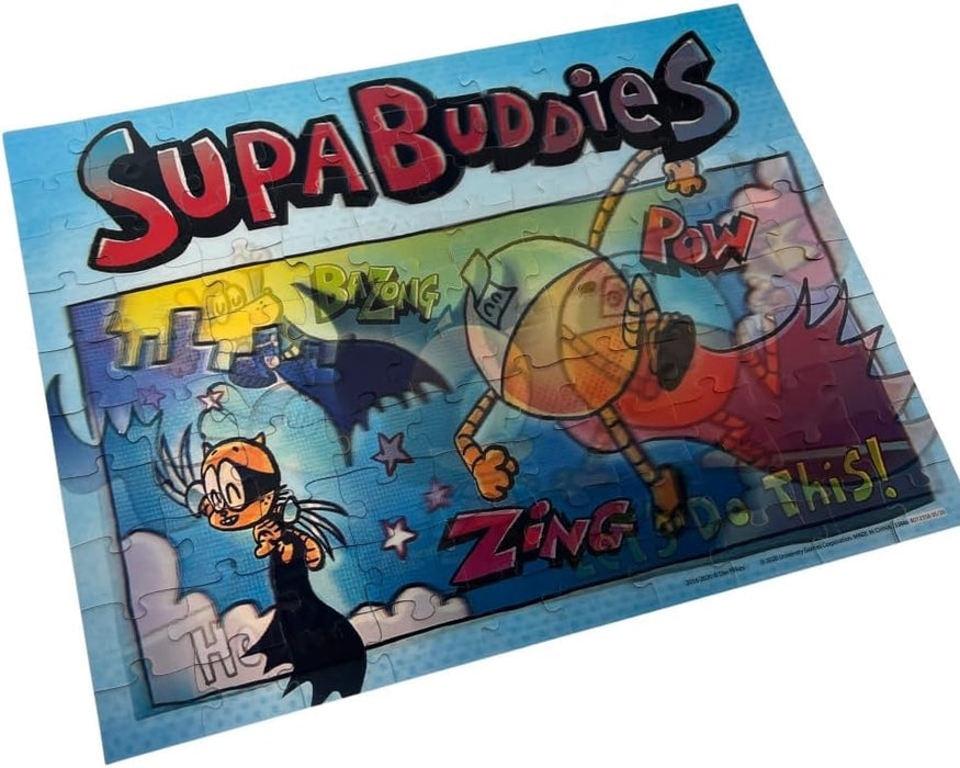 University Games 33846 Dog Man Supa Buddies 100 Piece Lenticular Jigsaw Puzzle, Multi-Colored, One Size