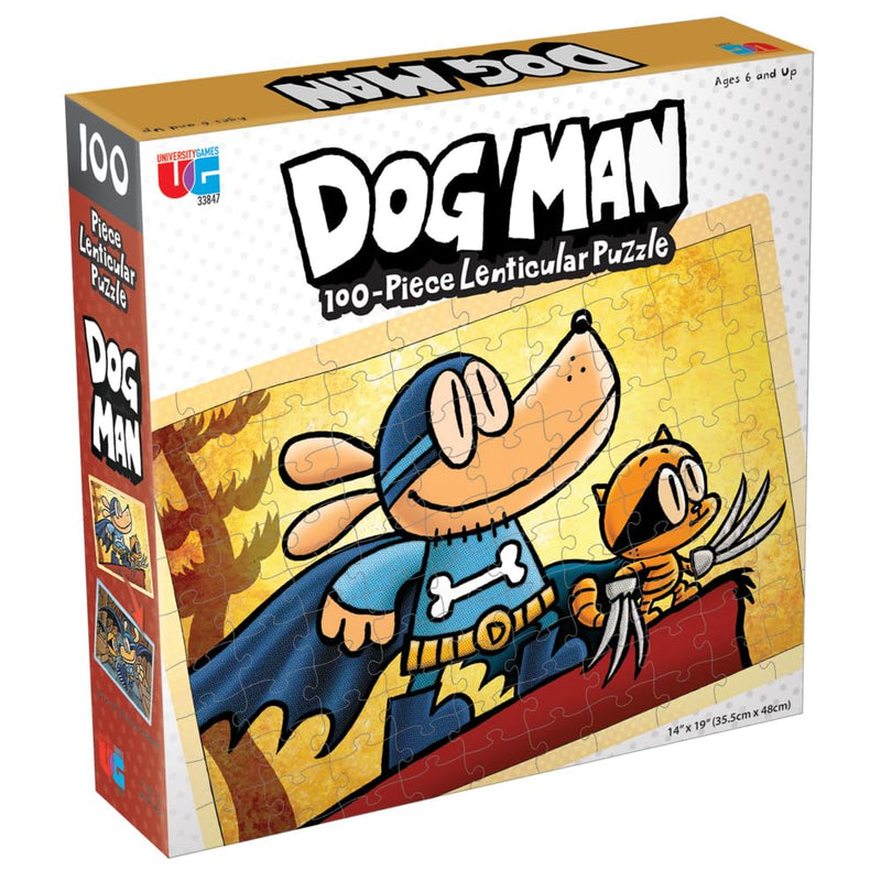University Games 33847 Dog Man Adventures 100 Piece Lenticular Jigsaw Puzzle, Multi-Colored, One Size