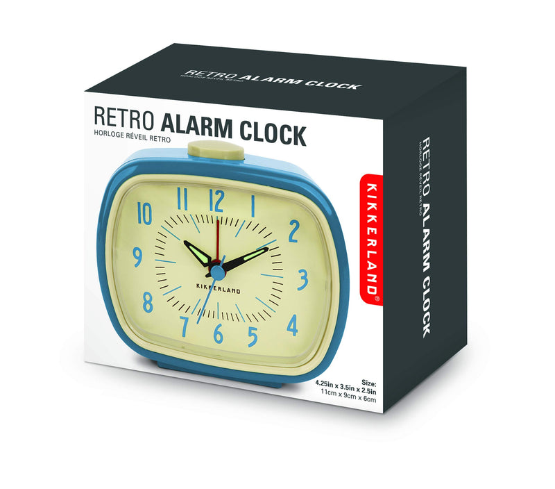 Kikkerland Retro Alarm Clock, Blue, 8.9x10x5.7 8.9x10x5.7 Blue