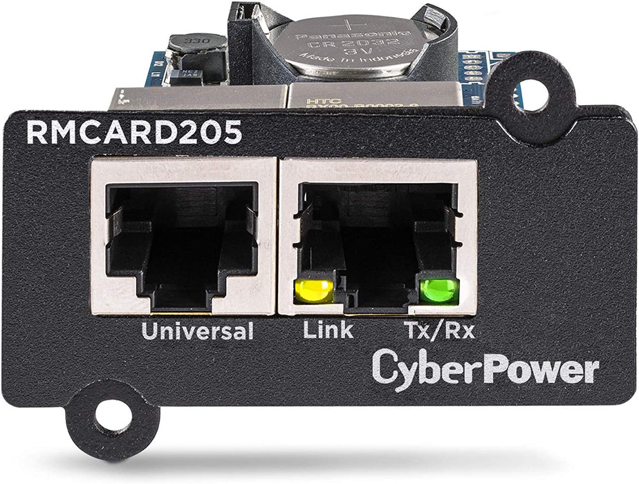 CyberPower Systems RMCARD205 Netzwerkkarte Fuer SNMP Slot - Kompatibel zu OR und PR Serie, Zwei Anschluesse: Netzwerk und Environment Senso, Schwarz